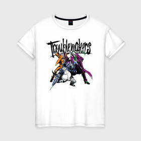 Женская футболка хлопок с принтом Troublemakers - Джокер и Харви с Пингвином в городе Новоалтайск, 100% хлопок | прямой крой, круглый вырез горловины, длина до линии бедер, слегка спущенное плечо | batman | dc | dc джокер | detective comics | harley | joker | shtatbat | the joker | бетмен | двуликий | джокер | злодей | злой клоун | клоун | пингвин | харви дент | харли | шутки
