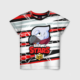 Детская футболка 3D с принтом Brawl Stars CROW в городе Новоалтайск, 100% гипоаллергенный полиэфир | прямой крой, круглый вырез горловины, длина до линии бедер, чуть спущенное плечо, ткань немного тянется | android | brawl stars | crow | games | leon | mobile game | stars | ворон | игры | леон | мобильные игры