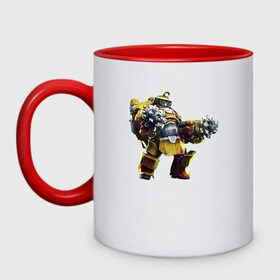 Кружка двухцветная с принтом Deep Rock Galactic в городе Новоалтайск, керамика | объем — 330 мл, диаметр — 80 мм. Цветная ручка и кайма сверху, в некоторых цветах — вся внутренняя часть | Тематика изображения на принте: deep rock galactic dwarf гном