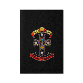 Обложка для паспорта матовая кожа с принтом Guns n roses в городе Новоалтайск, натуральная матовая кожа | размер 19,3 х 13,7 см; прозрачные пластиковые крепления | axl rose | geffen records | gnr | guns | rock | roses | slash | гансы | пистолеты | розы | рок | слеш | эксл роуз