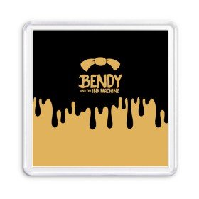 Магнит 55*55 с принтом Bendy And The Ink Machine в городе Новоалтайск, Пластик | Размер: 65*65 мм; Размер печати: 55*55 мм | Тематика изображения на принте: bendy | bendy and the ink machine | бенди | бени | бенни | детская | детям | игра | капли | компьютерная игра | краска | машина | подтеки | розовая | ужастик