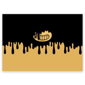 Поздравительная открытка с принтом Bendy And The Ink Machine в городе Новоалтайск, 100% бумага | плотность бумаги 280 г/м2, матовая, на обратной стороне линовка и место для марки
 | bendy | bendy and the ink machine | бенди | бени | бенни | детская | детям | игра | капли | компьютерная игра | краска | машина | подтеки | розовая | ужастик