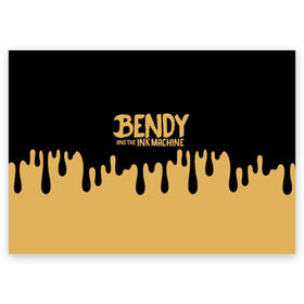 Поздравительная открытка с принтом Bendy And The Ink Machine в городе Новоалтайск, 100% бумага | плотность бумаги 280 г/м2, матовая, на обратной стороне линовка и место для марки
 | bendy | bendy and the ink machine | бенди | бени | бенни | детская | детям | игра | капли | компьютерная игра | краска | машина | подтеки | розовая | ужастик