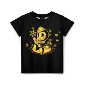 Детская футболка 3D с принтом Bendy And The Ink Machine в городе Новоалтайск, 100% гипоаллергенный полиэфир | прямой крой, круглый вырез горловины, длина до линии бедер, чуть спущенное плечо, ткань немного тянется | bendy | bendy and the ink machine | бенди | бени | бенни | детская | детям | игра | капли | компьютерная игра | краска | машина | новый год | подтеки | розовая | снежинки | ужастик