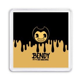 Магнит 55*55 с принтом Bendy And The Ink Machine в городе Новоалтайск, Пластик | Размер: 65*65 мм; Размер печати: 55*55 мм | Тематика изображения на принте: bendy | bendy and the ink machine | бенди | бени | бенни | детская | детям | игра | капли | компьютерная игра | краска | машина | подтеки | розовая | ужастик
