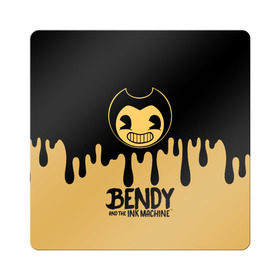 Магнит виниловый Квадрат с принтом Bendy And The Ink Machine в городе Новоалтайск, полимерный материал с магнитным слоем | размер 9*9 см, закругленные углы | Тематика изображения на принте: bendy | bendy and the ink machine | бенди | бени | бенни | детская | детям | игра | капли | компьютерная игра | краска | машина | подтеки | розовая | ужастик