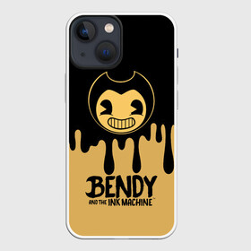 Чехол для iPhone 13 mini с принтом Bendy And The Ink Machine в городе Новоалтайск,  |  | bendy | bendy and the ink machine | бенди | бени | бенни | детская | детям | игра | капли | компьютерная игра | краска | машина | подтеки | розовая | ужастик