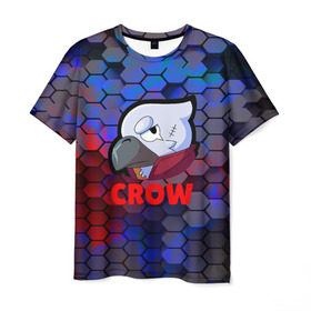 Мужская футболка 3D с принтом Brawl Stars CROW в городе Новоалтайск, 100% полиэфир | прямой крой, круглый вырез горловины, длина до линии бедер | android | brawl stars | crow | games | leon | mobile game | stars | ворон | игры | леон | мобильные игры