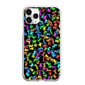 Чехол для iPhone 11 Pro Max матовый с принтом Светящиеся котики в городе Новоалтайск, Силикон |  | кот | кошка | неквесомость | неон | неоновый | паттрен | полет | прыжок | психоделика | радиация | узор