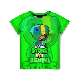 Детская футболка 3D с принтом Brawl Stars LEON в городе Новоалтайск, 100% гипоаллергенный полиэфир | прямой крой, круглый вырез горловины, длина до линии бедер, чуть спущенное плечо, ткань немного тянется | Тематика изображения на принте: brawl | brawl stars | crow | leon | stars | бравл | бравл старс | браво старс | игра | компьютерная | кров | леон | онлайн | старс