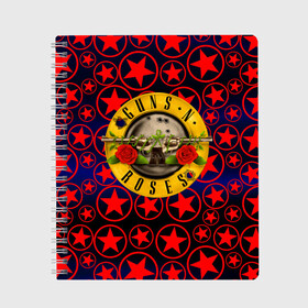 Тетрадь с принтом Guns n roses в городе Новоалтайск, 100% бумага | 48 листов, плотность листов — 60 г/м2, плотность картонной обложки — 250 г/м2. Листы скреплены сбоку удобной пружинной спиралью. Уголки страниц и обложки скругленные. Цвет линий — светло-серый
 | axl rose | geffen records | gnr | guns | rock | roses | slash | гансы | пистолеты | розы | рок | слеш | эксл роуз