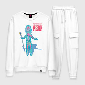 Женский костюм хлопок с принтом Рик и Морти Bloom в городе Новоалтайск, 100% хлопок | на свитшоте круглая горловина, мягкая резинка по низу. Брюки заужены к низу, на них два вида карманов: два 