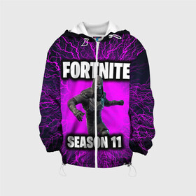Детская куртка 3D с принтом Fortnite в городе Новоалтайск, 100% полиэстер | застежка — молния, подол и капюшон оформлены резинкой с фиксаторами, по бокам — два кармана без застежек, один потайной карман на груди, плотность верхнего слоя — 90 г/м2; плотность флисового подклада — 260 г/м2 | Тематика изображения на принте: chapter | chapter 2 | fornite | season | season 11 | глава 2 | сезон 11 | форнайт