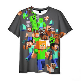 Мужская футболка 3D с принтом MINECRAFT ONLINE в городе Новоалтайск, 100% полиэфир | прямой крой, круглый вырез горловины, длина до линии бедер | craft | creeper | dungeon | dungeons | earth | game | logo | mine | minecraft | mobile | online | дунгеонс | земля | зомби | игра | крипер | лого | майкрафт | майнкрафт | мобайл | онлайн | подземелье | подземелья