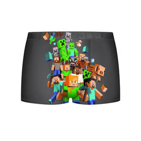 Мужские трусы 3D с принтом MINECRAFT ONLINE в городе Новоалтайск, 50% хлопок, 50% полиэстер | классическая посадка, на поясе мягкая тканевая резинка | Тематика изображения на принте: craft | creeper | dungeon | dungeons | earth | game | logo | mine | minecraft | mobile | online | дунгеонс | земля | зомби | игра | крипер | лого | майкрафт | майнкрафт | мобайл | онлайн | подземелье | подземелья