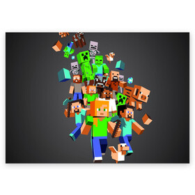Поздравительная открытка с принтом MINECRAFT ONLINE в городе Новоалтайск, 100% бумага | плотность бумаги 280 г/м2, матовая, на обратной стороне линовка и место для марки
 | Тематика изображения на принте: craft | creeper | dungeon | dungeons | earth | game | logo | mine | minecraft | mobile | online | дунгеонс | земля | зомби | игра | крипер | лого | майкрафт | майнкрафт | мобайл | онлайн | подземелье | подземелья