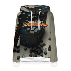 Женская толстовка 3D с принтом Minecraft Dungeons в городе Новоалтайск, 100% полиэстер  | двухслойный капюшон со шнурком для регулировки, мягкие манжеты на рукавах и по низу толстовки, спереди карман-кенгуру с мягким внутренним слоем. | craft | creeper | dungeon | dungeons | earth | game | logo | mine | minecraft | minecraft dungeons | mobile | online | земля | игра | крипер | лого | майкрафт | майнкрафт | мобайл | онлайн | подземелье