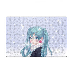 Пазл магнитный 126 элементов с принтом Hatsune Miku. Winter в городе Новоалтайск, полимерный материал с магнитным слоем | 126 деталей, размер изделия —  180*270 мм | Тематика изображения на принте: anime | aquamarin | aquamarine | everlasting | hatsune | j pop | miku | projectdiva | singer | snow | summer | vocaloid | аквамарин | аниме | вокалоид | мику | певица | хацуне | хацунэ