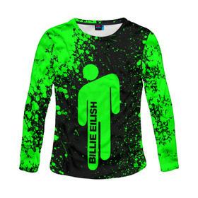 Женский лонгслив 3D с принтом BILLIE EILISH в городе Новоалтайск, 100% полиэстер | длинные рукава, круглый вырез горловины, полуприлегающий силуэт | ayelish | bad guy | bellyache | bilie eilish | bilie elish | billie | billie eilish | eilish | electronic | elish | music | били айлиш | билли айлиш | эйлиш | элиш