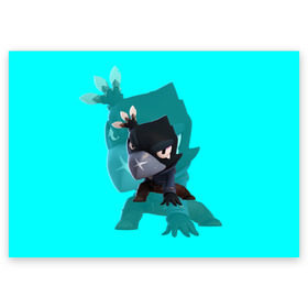 Поздравительная открытка с принтом Brawl Stars CROW в городе Новоалтайск, 100% бумага | плотность бумаги 280 г/м2, матовая, на обратной стороне линовка и место для марки
 | Тематика изображения на принте: brawl | brawl stars | crow | leon | stars | бравл | бравл старс | браво старс | игра | компьютерная | кров | леон | онлайн | старс