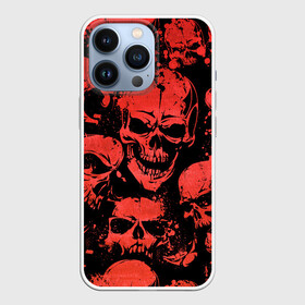 Чехол для iPhone 13 Pro с принтом Skulls pattern в городе Новоалтайск,  |  | Тематика изображения на принте: halloween | pattern | skull | кости | скелет | хеллоуин | хелуин | хэллоуин | черепа