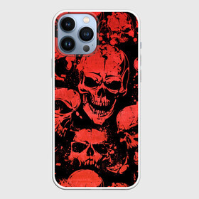 Чехол для iPhone 13 Pro Max с принтом Skulls pattern в городе Новоалтайск,  |  | Тематика изображения на принте: halloween | pattern | skull | кости | скелет | хеллоуин | хелуин | хэллоуин | черепа