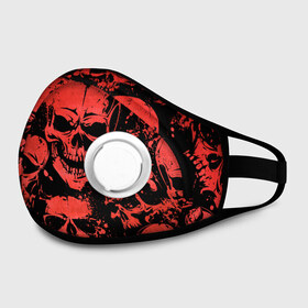 Маска из неопрена с принтом Skulls pattern в городе Новоалтайск, неопрен 100% | Форма огибающая нос. Резинки для ушей с дополнительной резинкой на затылке. Клапан для выдоха для активного дыхания при занятиях спортом. Эластичный материал маски и окантовки для лучшего растяжения и прилегания маски.  | halloween | pattern | skull | кости | скелет | хеллоуин | хелуин | хэллоуин | черепа