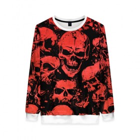 Женский свитшот 3D с принтом Skulls pattern в городе Новоалтайск, 100% полиэстер с мягким внутренним слоем | круглый вырез горловины, мягкая резинка на манжетах и поясе, свободная посадка по фигуре | halloween | pattern | skull | кости | скелет | хеллоуин | хелуин | хэллоуин | черепа