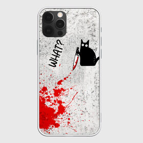 Чехол для iPhone 12 Pro Max с принтом What cat в городе Новоалтайск, Силикон |  | cat | kitten | knife | what | кот | котёнок | кошка | кровь | нож | что