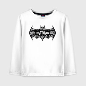 Детский лонгслив хлопок с принтом Batman в городе Новоалтайск, 100% хлопок | круглый вырез горловины, полуприлегающий силуэт, длина до линии бедер | bat man | batman | batman comics | caped crusader | comics | dark knight | shtatbat | бетмен | брюс уэйн | бэт мен | бэтмен | тёмный рыцарь