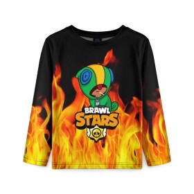 Детский лонгслив 3D с принтом BRAWL STARS LEON в городе Новоалтайск, 100% полиэстер | длинные рукава, круглый вырез горловины, полуприлегающий силуэт
 | android | brawl stars | crow | games | leon | mobile game | stars | ворон | игры | леон | мобильные игры
