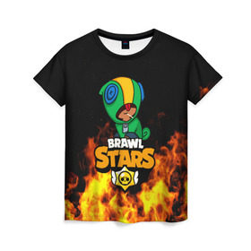 Женская футболка 3D с принтом BRAWL STARS LEON в городе Новоалтайск, 100% полиэфир ( синтетическое хлопкоподобное полотно) | прямой крой, круглый вырез горловины, длина до линии бедер | android | brawl stars | crow | games | leon | mobile game | stars | ворон | игры | леон | мобильные игры