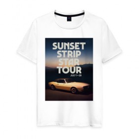 Мужская футболка хлопок с принтом Sunset strip star tour в городе Новоалтайск, 100% хлопок | прямой крой, круглый вырез горловины, длина до линии бедер, слегка спущенное плечо. | cliff booth | once upon a time in hollywood | rick dulton | sunset strip star tour | клифф бут | однажды в голливуде | рик далтон