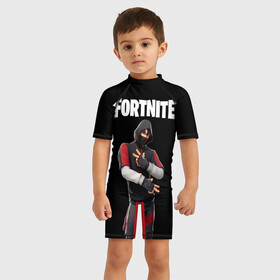 Детский купальный костюм 3D с принтом FORTNITE IKONIK (КАПЮШОН) в городе Новоалтайск, Полиэстер 85%, Спандекс 15% | застежка на молнии на спине | fnchap2 | fortnite | fortnite 2 | fortnite x | ikonik | marshmello | иконик | маршмелло | фортнайт | фортнайт 2 | фортнайт глава 2