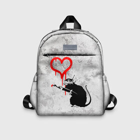 Детский рюкзак 3D с принтом BANKSY | БЭНКСИ | СЕРДЦЕ | LOVE в городе Новоалтайск, 100% полиэстер | лямки с регулируемой длиной, сверху петелька, чтобы рюкзак можно было повесить на вешалку. Основное отделение закрывается на молнию, как и внешний карман. Внутри дополнительный карман. По бокам два дополнительных кармашка | banksy | heart | бэнкси | сердце