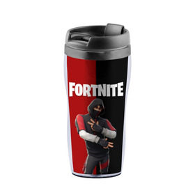 Термокружка-непроливайка с принтом FORTNITE IKONIK в городе Новоалтайск, внутренняя часть — пищевой пластик, наружная часть — прозрачный пластик, между ними — полиграфическая вставка с рисунком | объем — 350 мл, герметичная крышка | Тематика изображения на принте: fortnite | fortnite 2 | fortnite x маршмелло | ikonik | marshmello | ninja | ninja streamer | иконик | ниндзя | фортнайт | фортнайт 2 | фортнайт глава 2