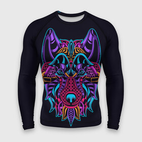 Мужской рашгард 3D с принтом Неоновый пес в городе Новоалтайск,  |  | animal | beast | furry | rage | wildness | xвост | zoo | агрессия | голова | дикость | живность | животное | зверь | зоология | мохнатый | охота | примат | светящийся | хищник | яркий | ярость