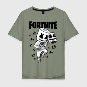 Мужская футболка хлопок Oversize с принтом FORTNITE MARSHMELLO в городе Новоалтайск, 100% хлопок | свободный крой, круглый ворот, “спинка” длиннее передней части | chapter 2 | fortnite | marshmello | диджей | игры | маршмэллоу | молоток | фортнайт