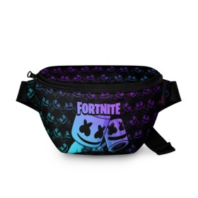 Поясная сумка 3D с принтом FORTNITE MARSHMELLO в городе Новоалтайск, 100% полиэстер | плотная ткань, ремень с регулируемой длиной, внутри несколько карманов для мелочей, основное отделение и карман с обратной стороны сумки застегиваются на молнию | chapter 2 | fortnite | marshmello | диджей | игры | маршмэллоу | молоток | фортнайт