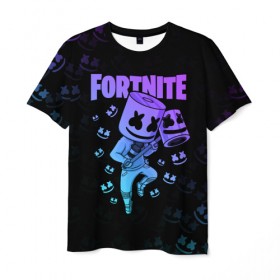 Мужская футболка 3D с принтом FORTNITE MARSHMELLO в городе Новоалтайск, 100% полиэфир | прямой крой, круглый вырез горловины, длина до линии бедер | chapter 2 | fortnite | marshmello | диджей | игры | маршмэллоу | молоток | фортнайт