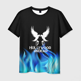 Мужская футболка 3D с принтом HOLLYWOOD UNDEAD в городе Новоалтайск, 100% полиэфир | прямой крой, круглый вырез горловины, длина до линии бедер | charlie scene | danny | funny man | hollywood undead | j dog | johnny 3 tears | logo | music | rock | альтернатива | металл | музыка | музыкальный | рок