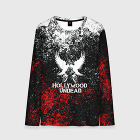 Мужской лонгслив 3D с принтом HOLLYWOOD UNDEAD в городе Новоалтайск, 100% полиэстер | длинные рукава, круглый вырез горловины, полуприлегающий силуэт | charlie scene | danny | funny man | hollywood undead | j dog | johnny 3 tears | logo | music | rock | альтернатива | металл | музыка | музыкальный | рок