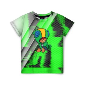 Детская футболка 3D с принтом Brawl Stars LEON в городе Новоалтайск, 100% гипоаллергенный полиэфир | прямой крой, круглый вырез горловины, длина до линии бедер, чуть спущенное плечо, ткань немного тянется | android | brawl stars | crow | games | leon | mobile game | stars | ворон | игры | леон | мобильные игры