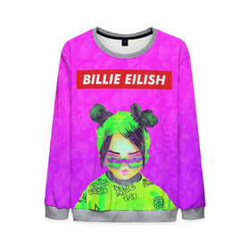 Мужской свитшот 3D с принтом BILLIE EILISH в городе Новоалтайск, 100% полиэстер с мягким внутренним слоем | круглый вырез горловины, мягкая резинка на манжетах и поясе, свободная посадка по фигуре | bad guy | billie | eilish | ocean eyes | айлиш | билли | девушка | певица | эйлиш
