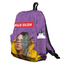 Рюкзак 3D с принтом BILLIE EILISH в городе Новоалтайск, 100% полиэстер | лямки с регулируемой длиной, сверху петелька, чтобы рюкзак можно было повесить на вешалку. Основное отделение закрывается на молнию, как и внешний карман. Внутри два дополнительных кармана, один из которых закрывается на молнию. По бокам два дополнительных кармашка | bad guy | billie | eilish | ocean eyes | айлиш | билли | девушка | певица | эйлиш