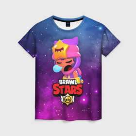 Женская футболка 3D с принтом SANDY SPACE (Brawl Stars) в городе Новоалтайск, 100% полиэфир ( синтетическое хлопкоподобное полотно) | прямой крой, круглый вырез горловины, длина до линии бедер | brawl | bull | colt | crow | game | games | leon | online | penny | poco | sandy | shelly | spike | star | stars | wanted | брав | бравл | браво | звезда | звезды | игра | игры | лого | онлайн | сенди | старс | сэнди