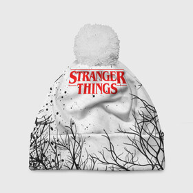 Шапка 3D c помпоном с принтом STRANGER THINGS | ОЧЕНЬ СТРАННЫЕ ДЕЛА в городе Новоалтайск, 100% полиэстер | универсальный размер, печать по всей поверхности изделия | stranger things | очень странные дела