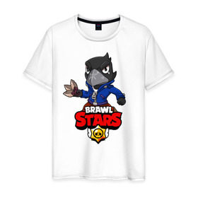 Мужская футболка хлопок с принтом BRAWL STARS CROW в городе Новоалтайск, 100% хлопок | прямой крой, круглый вырез горловины, длина до линии бедер, слегка спущенное плечо. | brawl stars | brawl stars crow | brawler | crow | бравл старз | бравлер | ворон