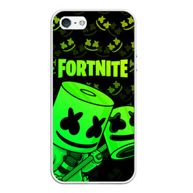 Чехол для iPhone 5/5S матовый с принтом FORTNITE MARSHMELLO в городе Новоалтайск, Силикон | Область печати: задняя сторона чехла, без боковых панелей | Тематика изображения на принте: chapter 2 | fortnite | marshmello | диджей | игры | маршмэллоу | молоток | фортнайт