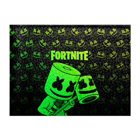 Обложка для студенческого билета с принтом FORTNITE MARSHMELLO в городе Новоалтайск, натуральная кожа | Размер: 11*8 см; Печать на всей внешней стороне | chapter 2 | fortnite | marshmello | диджей | игры | маршмэллоу | молоток | фортнайт